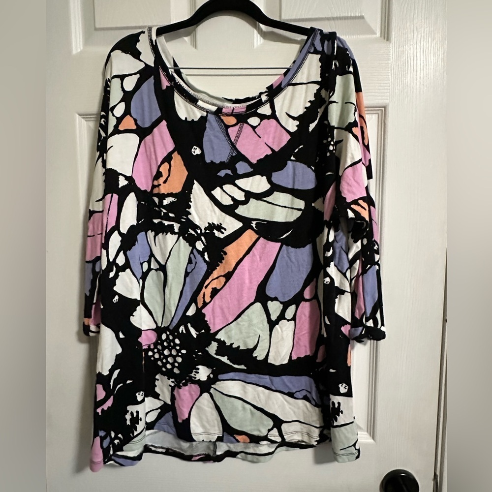 LIVE WELL active 18/20W Colorful 3/4 Sleeve Tunic